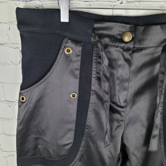 DELIZIA | satin drawstring patch pocket straight leg pants - Picture 3 of 8